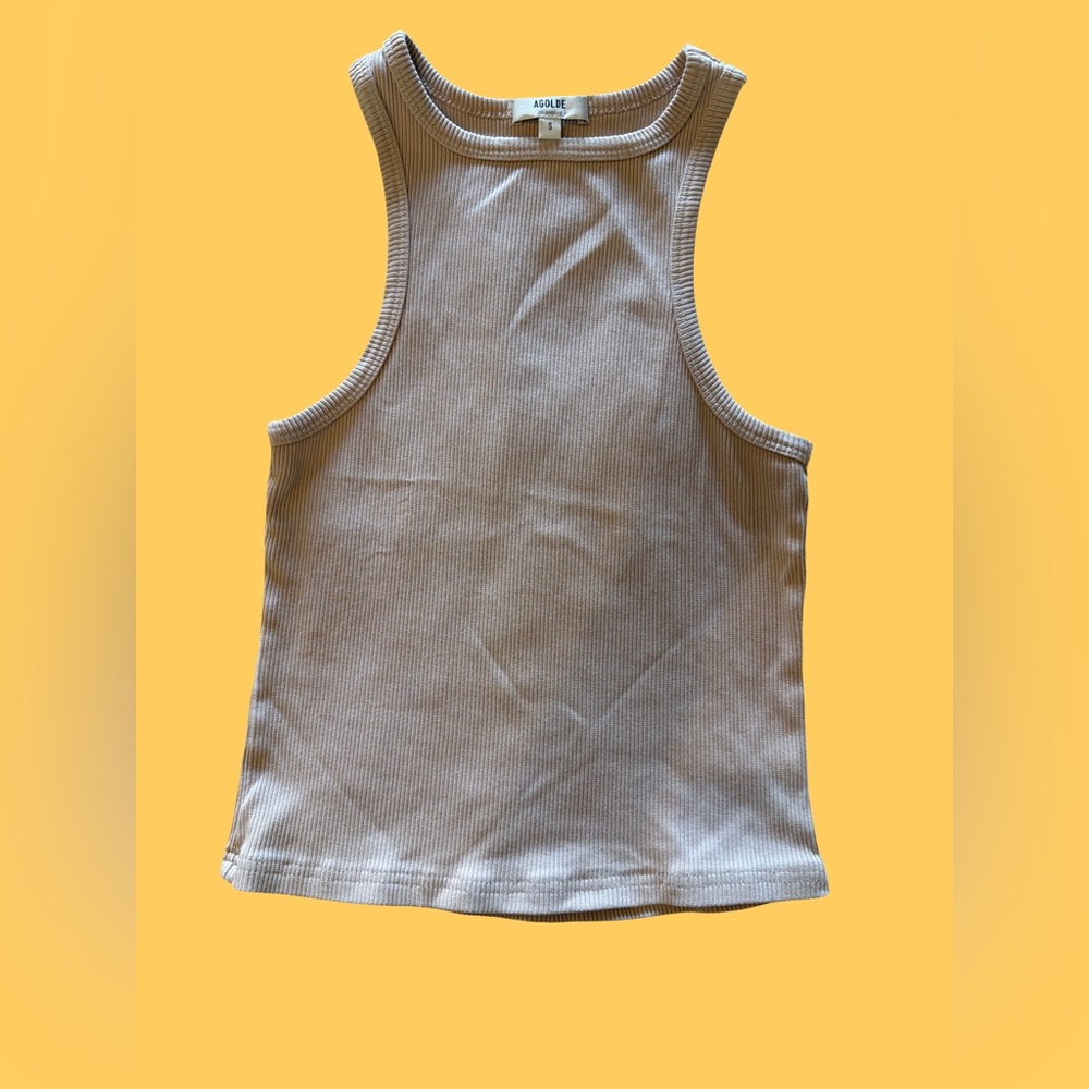 Agolde Beige Ribbed Tank